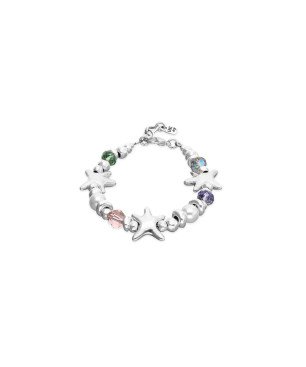 Pulsera UNOde50 Arcadia Mujer Bañada en Plata de Ley con Perlas, Cristales Multicolor y Estrellas de Mar
