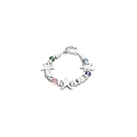 Pulsera UNOde50 Arcadia Mujer Bañada en Plata de Ley con Perlas, Cristales Multicolor y Estrellas de Mar