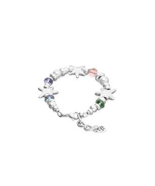 Pulsera UNOde50 Arcadia Mujer Bañada en Plata de Ley con Perlas, Cristales Multicolor y Estrellas de Mar