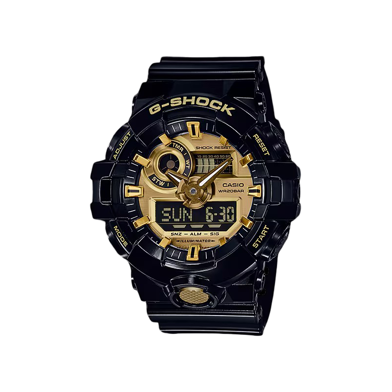 Reloj G-SHOCK Hombre Analógico-Digital de Resina Negra y Dorada con Esfera Negra GA-710GB-1AER Reloj G-SHOCK Hombre Analógico-Digital de Resina Negra y Dorada con Esfera Negra GA-710GB-1AER