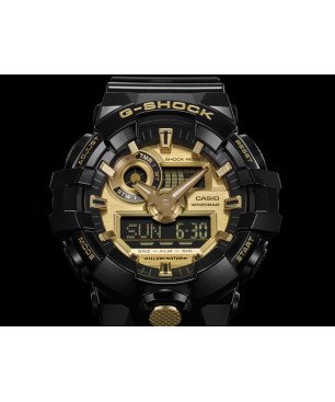 Reloj G-SHOCK Hombre Analógico-Digital de Resina Negra y Dorada con Esfera Negra GA-710GB-1AER