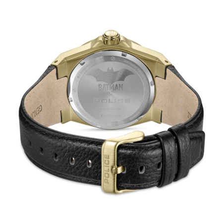 Set Reloj + Spinner POLICE Batwing - Edición Limitada BATMAN - Correa Cuero con Diseño Murciélago | 5 ATM | PEWGA0090006-SET