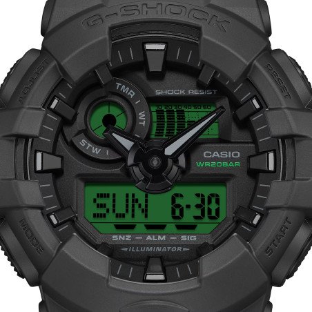 Reloj CASIO G-SHOCK GA-700BEG-1AER Hombre Analógico-Digital Negro y Verde Electro 20 BAR con Super Illuminator