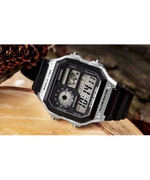 Reloj CASIO AE-1200WH-1CVEF Hombre Digital Negro con Hora Mundial, Mapa Mundial, 10 BAR y Batería de 10 Años