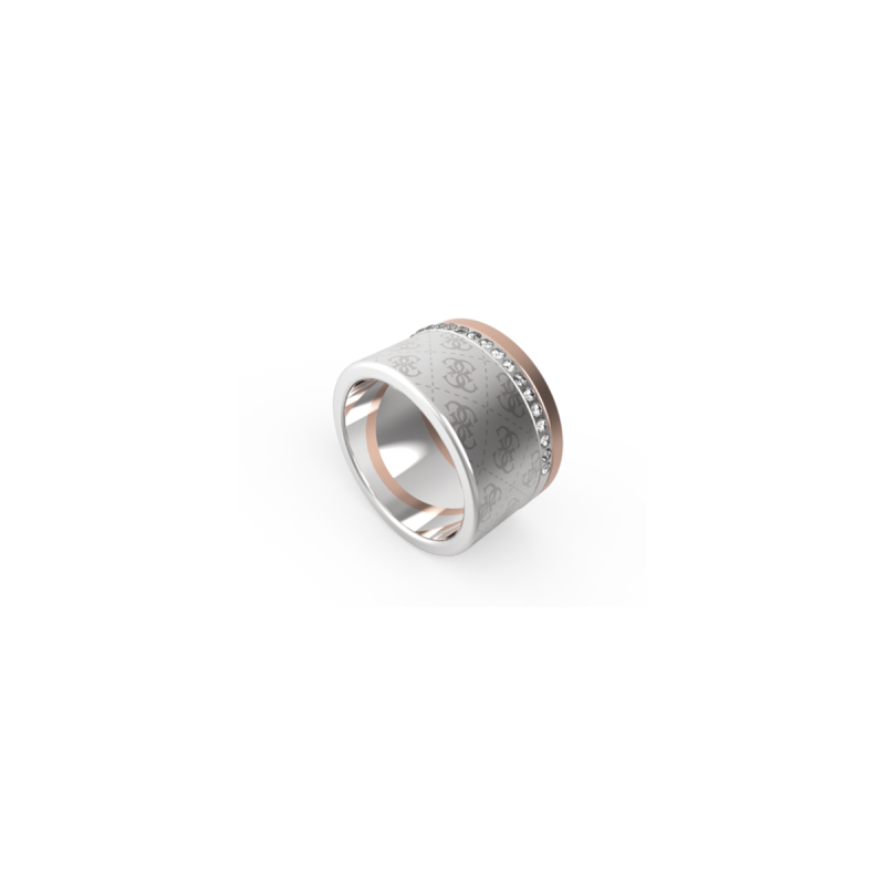 Anillo GUESS Round Harmony JUBR01169JWRHRG54 Mujer Acero Plateado y Oro Rosa con Cristales Talla 54 Anillo GUESS Round Harmony JUBR01169JWRHRG54 Mujer Acero Plateado y Oro Rosa con Cristales Talla 54