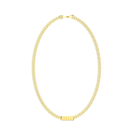 Collar GUESS Lion King JUMN05014JWYGT-U Hombre Acero Dorado con Placa Logo GUESS