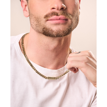 Collar GUESS Lion King JUMN05014JWYGT-U Hombre Acero Dorado con Placa Logo GUESS
