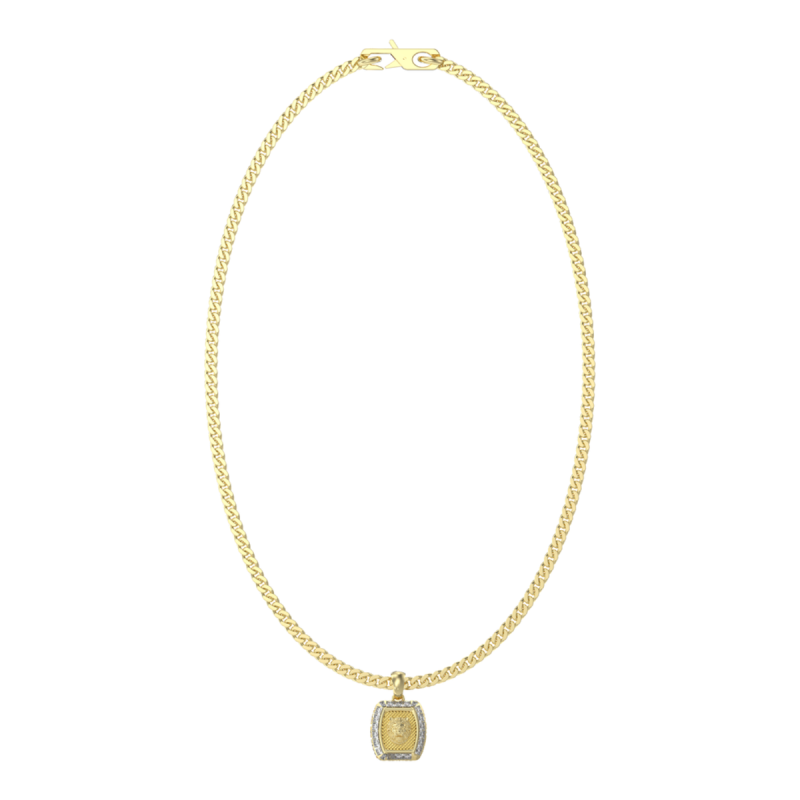 Collar GUESS Lion King JUMN05008JWYGT-U Hombre Acero Dorado con Cristales Baguette y Cabeza de León Collar GUESS Lion King JUMN05008JWYGT-U Hombre Acero Dorado con Cristales Baguette y Cabeza de León