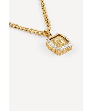 Collar GUESS Lion King JUMN05008JWYGT-U Hombre Acero Dorado con Cristales Baguette y Cabeza de León