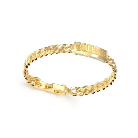 Pulsera GUESS Lion King JUMB05015JWYGS Hombre Acero Dorado con Placa Logo GUESS