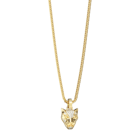 Collar GUESS Panther JUMN06082JWYGT-U Hombre Acero Dorado con Cabeza de Pantera y Cristales