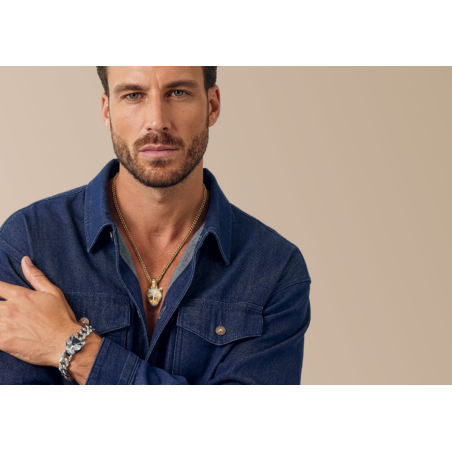 Collar GUESS Panther JUMN06082JWYGT-U Hombre Acero Dorado con Cabeza de Pantera y Cristales